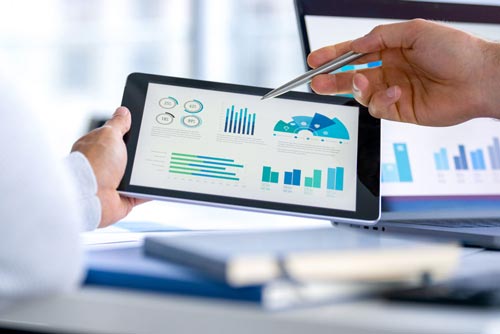 En tablet med diagram