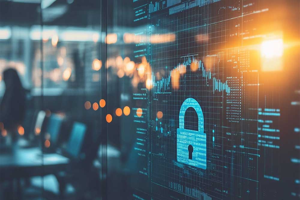 En stor vägg med ett digitalt hänglås